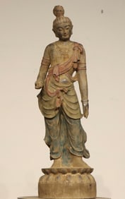 Stone Colour Painted GuanYin Figure