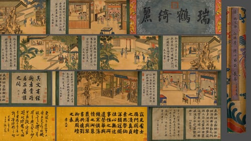 Chinese Drawing Character Story Hand Scroll,Yao Wenhan Mark