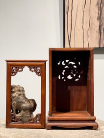 Huanghuali Wood Carved Dragon Pattern Buddha Niche