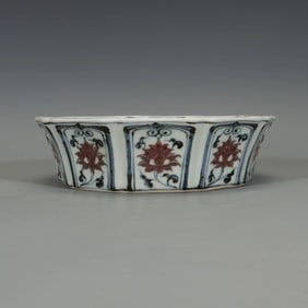 Blue and White Red Inglazed Flower and Phoenix Pattern Porcelain Washer
