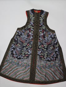 Silk Embroidery Dragon and Sea Wave Pattern Dragon Robe