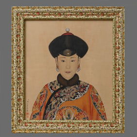 Chinese Drawing Portrait Queen Painting Wood Frame,Lang Shining Mark