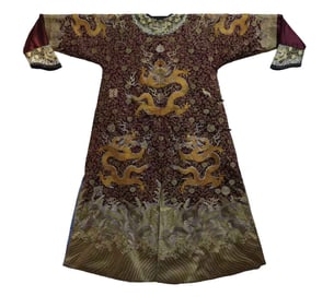 Silk Embroidery Dragon and Sea Wave Pattern Dragon Robe