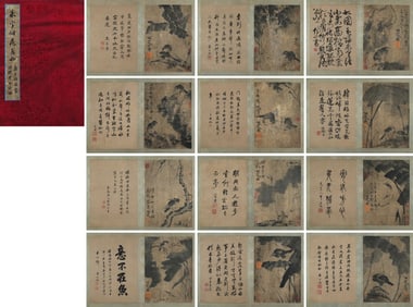 Chinese Drawing Flower and Bird Painting Album,Ba Dashanren Mark