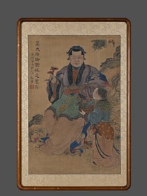Chinese Drawing Character Painting Wood Frame,Kang Xi Mark