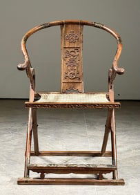 Huanghuali Wood Carved Dragon Pattern Chair