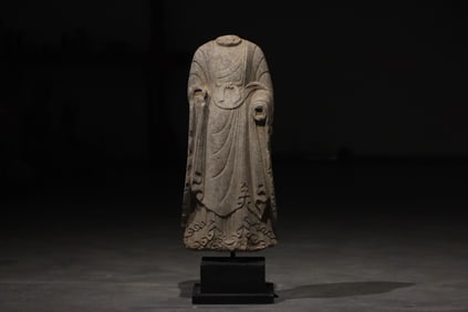 Grey Stone Buddha Figure