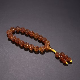 Chrysophoron Carved Shou Pattern Bead Bracelet