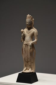 Grey Stone Buddha Figure