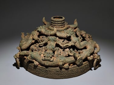 Chinese Bronze Carved Dragon Pattern Pot