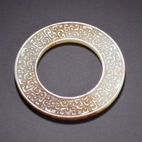 Jade Carved Dragon Pattern Bi