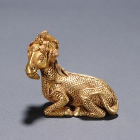 Gilt Bronze Carved Beast Shape Ornament