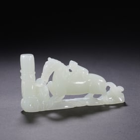 Jade Carved Horse and Monkey Shape Ornament