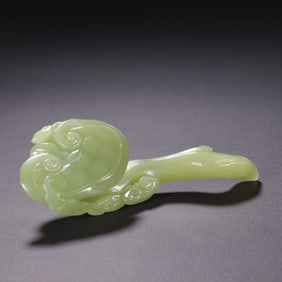 Jade Carved Reishi Mushroom Shape RuYi Ornament
