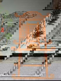 Huanghuali Wood Carved Dragon Pattern Bookshelf