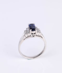 A Platinum Aquamarine and Diamond Ring