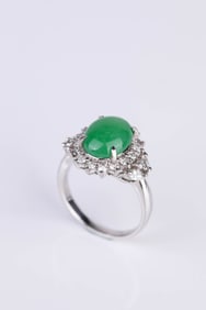 A Natural Jadeite and Diamond Ring