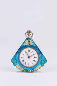 An Enamel Fan-Form Key-Wind Pocket Watch