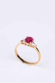An 18k Gold Ruby and Diamond Ring