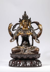 A Gilt-Bronze Four-Armed Avalokiteshvara