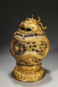 A Gilt-Bronze 'Dragon' Censer