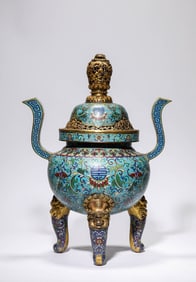 A Cloisonné Enamel 'Floral and Longevity' Censer