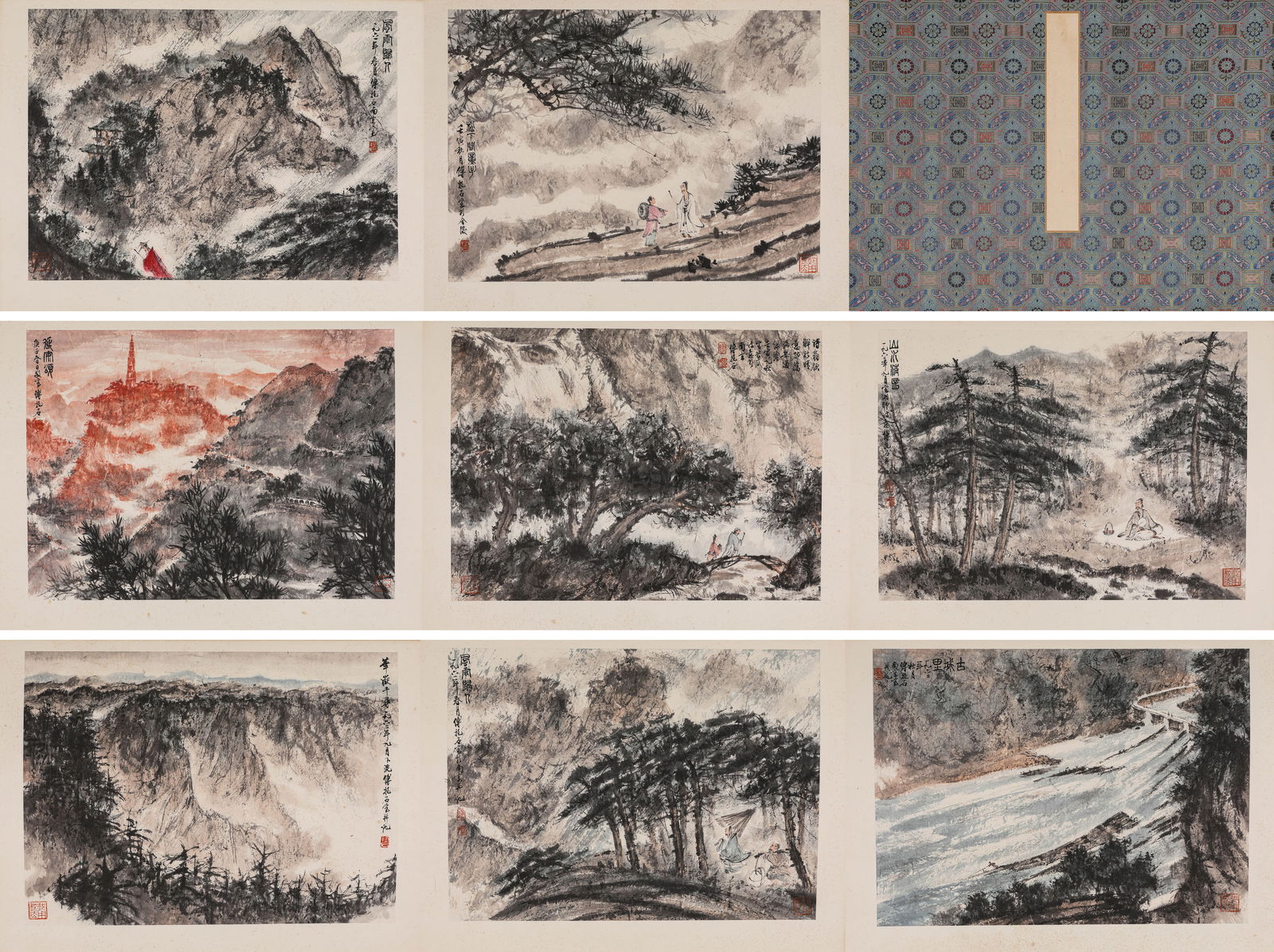 Fu Baoshi (1904-1965), attributed to, Figure Narrative Album Leaves: Fu Baoshi (1904-1965), attributed to, Figure Narrative Album Leaves (54.5 x 40.8cm)