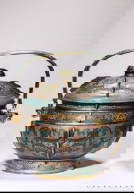 A Cloisonné Enamel You with Swing Handle