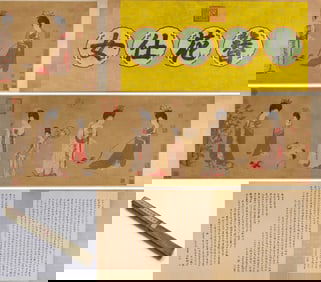 Qiu Ying (1494-1552), attributed to, Copy of Zhou Fang's 'Ladies Wearing Flowers' Handscroll