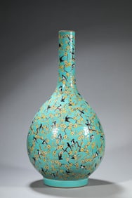 A Famille-Rose 'Magpie-on-Plum'Vase