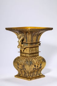 A Gilt-Bronze Square Zun