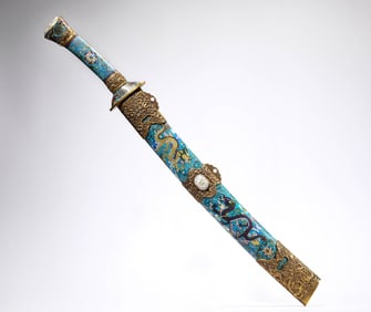 A Cloisonné Enamel 'Dragon' Knife
