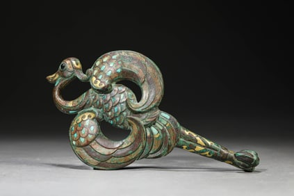 A Gold-and-Silver Inlaid Bronze Belt Hook