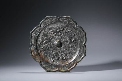 A Bronze Mirror with 'Double-Phoenix and Auspicious Beasts'
