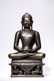 A Tibetan Guge-Style Gold-Inlaid Alloy Copper Figure of Amitabha