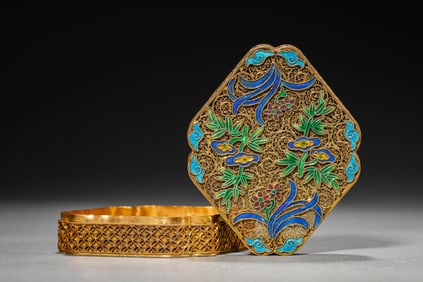A Gilt-Silver Enamel 'Floral' Covered Box