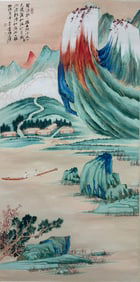 A CHINESE HAND PAINTING WITH THE MARK OF ZHANG DAQIAN