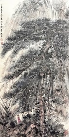 A CHINESE HAND PAINTING WITH THE MARK OF FU BAOSHI