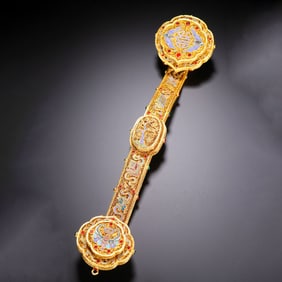 A GILT-BRONZE ENAMELED RUYI SCEPTER