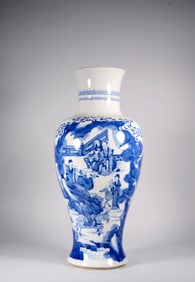 A BLUE-AND-WHITE "EIGHT IMMORTALS" GUANYIN VASE