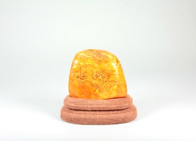 A SHOUSHAN TIANHUANG STONE MOUNTAIN SCULPTURE WITH LANDSCAPE AND FIGURES