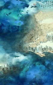 A CHINESE HAND PAINTING WITH THE MARK OF ZHANG DAQIAN