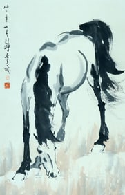 A CHINESE HAND PAINTING WITH THE MARK OF XU BEIHONG