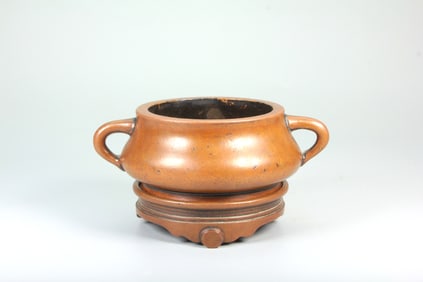 A BRONZE CENSER WITH YUANLONG-EAR SHAPE