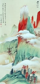 A CHINESE HAND PAINTING WITH THE MARK OF ZHANG DAQIAN