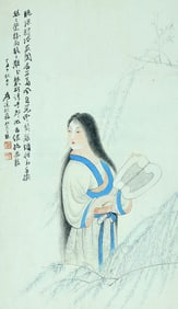 A CHINESE HAND PAINTING WITH THE MARK OF ZHANG DAQIAN