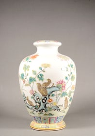 A FAMILLE ROSE "PEACEFUL LIFE" VASE