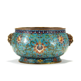 A CLOISONNÉ DOUBLE-EARED CENSER