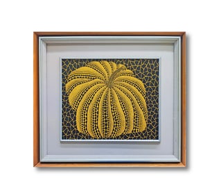 A ACRYLIC PAINTING ON CANVAS WITH THE MARK OF YAYOI KUSAMA