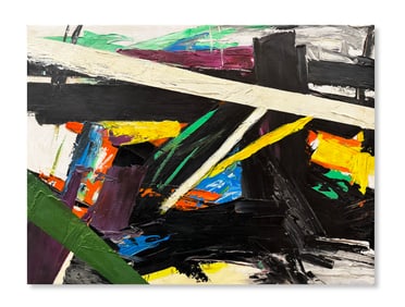 AN OIL PAINTIN ON CANVAS WITH THE MARK OF FRANZ KLINE